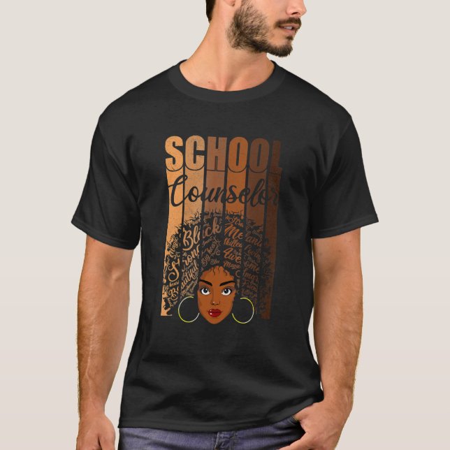 School Counselor Black History Apparel Afro Melani T-Shirt (Front)