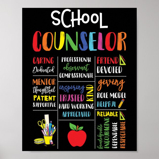 School Counselor Caring Dedicated Friend Devoted Poster (Front)