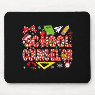 School Counselor Christmas Candy Canes Lover Funny Mouse Mat