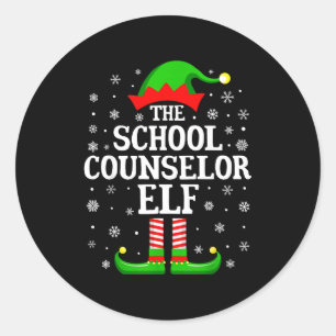 School Counselor Elf Funny Christmas Family Matchi Classic Round Sticker