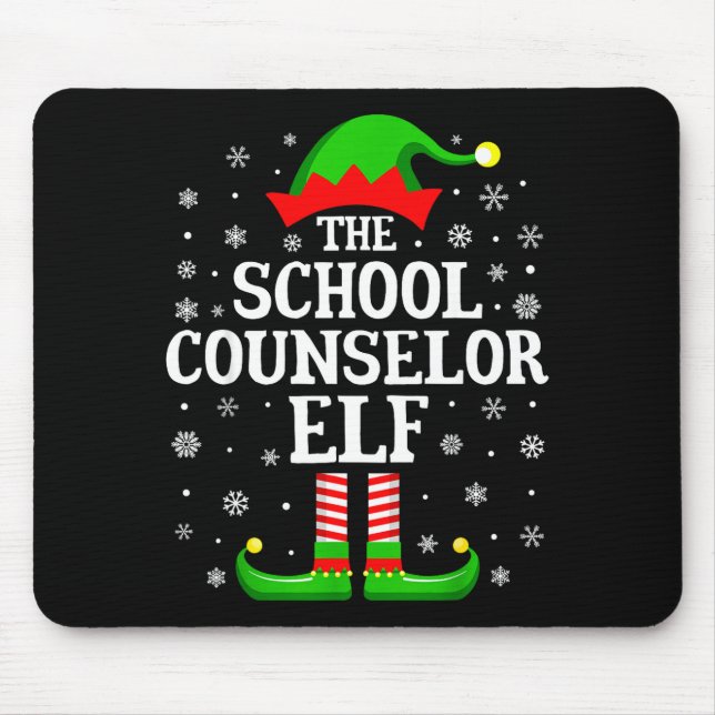 School Counselor Elf Funny Christmas Family Matchi Mouse Mat (Front)