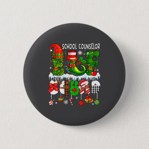 School Counselor Elf Squad Xmas Colorful Elf Hat S 6 Cm Round Badge