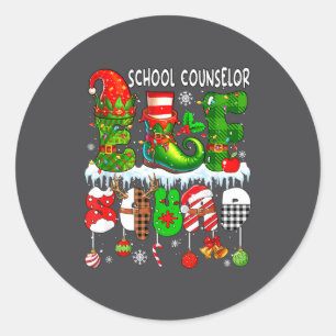 School Counselor Elf Squad Xmas Colorful Elf Hat S Classic Round Sticker