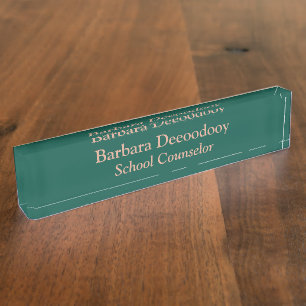 School Counselor Green Acrylic Nameplate