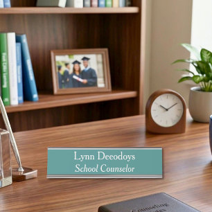 School Counselor Green Desk Name Plate