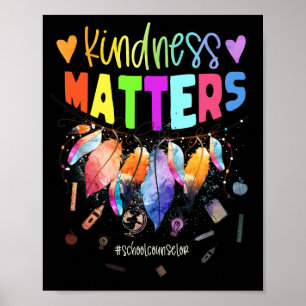 School Counselor Kindness Matters Cute Feather Poster