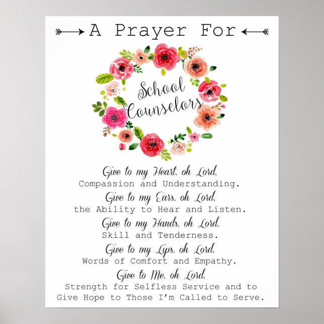 School Counselor Prayer art Poster (Front)