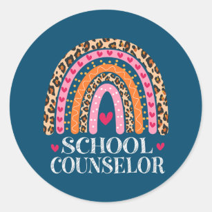 School Counselor Rainbow Leopard Appreciation Classic Round Sticker
