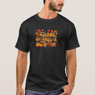 School Counselor Thanksgiving Turkey Leopard Fall T-Shirt