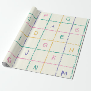 School Crayon chequered square gird with Alphabet Wrapping Paper