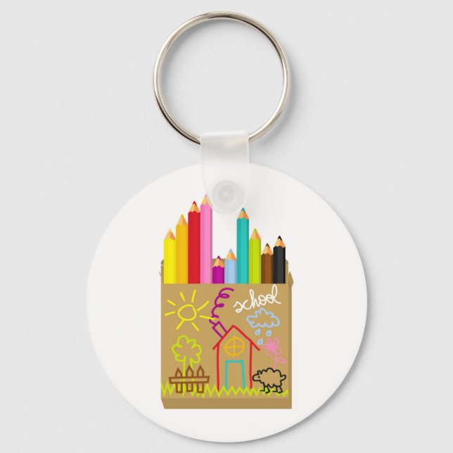 'School' Crayons Key Ring (Front)