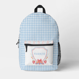 School Crest   Grade School Gingham Printed Backpack