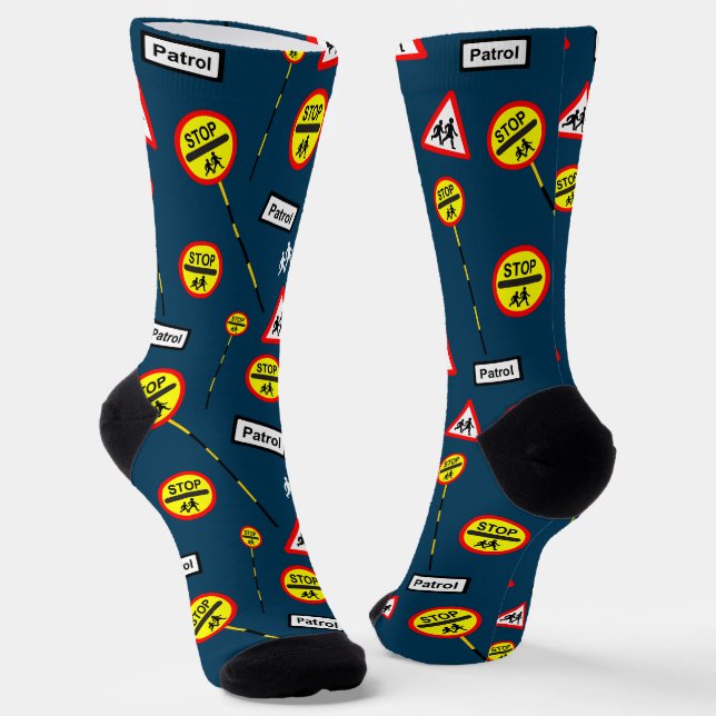School Crossing Patrol Lollipop Novelty Socks (Angled)