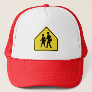 School Crossing,Traffic Warning Sign, USA Trucker Hat
