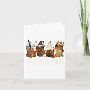 School Custodian Horror Fall Coffee Halloween Pump Card