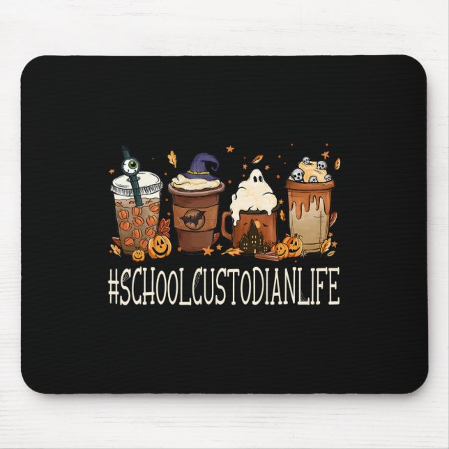 School Custodian Horror Fall Coffee Halloween Pump Mouse Mat (Front)