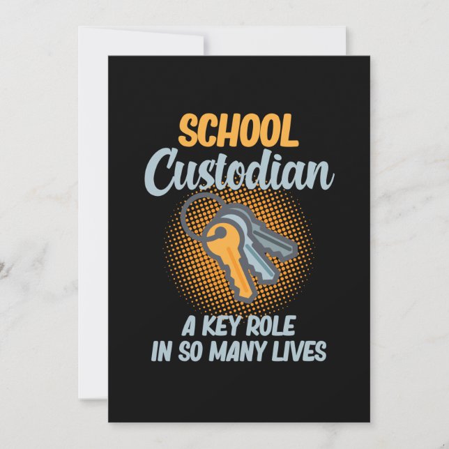 School Custodian Key Role In Lives Caretaker Janit Thank You Card (Front)
