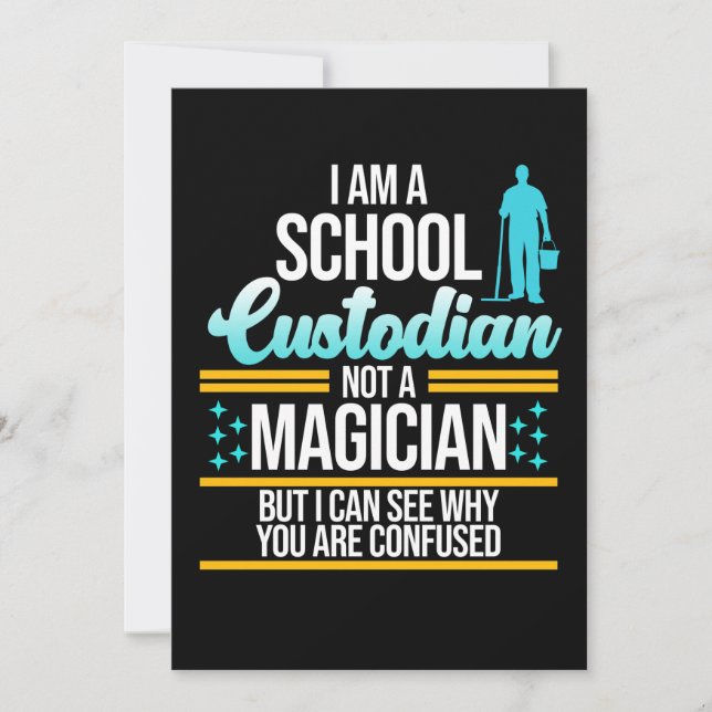 School Custodian Magician Caretaker Janitor Graphi Invitation (Front)
