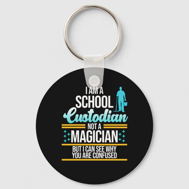 School Custodian Magician Caretaker Janitor Graphi Key Ring (Front)