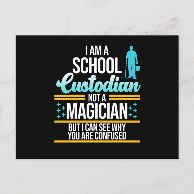 School Custodian Magician Caretaker Janitor Graphi Postcard (Front)
