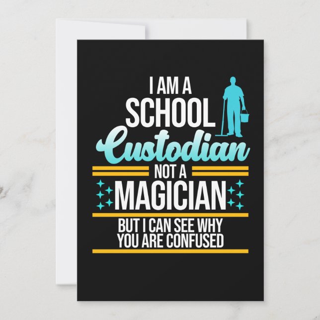 School Custodian Magician Caretaker Janitor Graphi Thank You Card (Front)