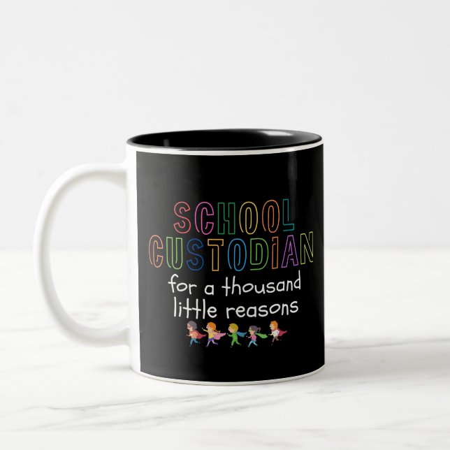 School Custodian Squad School Janitor Appreciation Two-Tone Coffee Mug (Left)