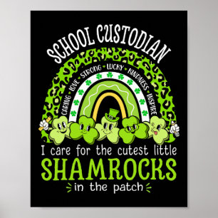 School Custodian St Patricks Day Shamrocks School  Poster