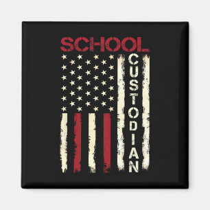 School Custodian Us American Flag Appreciation Bac Magnet