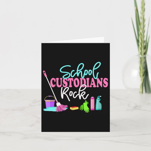 School Custodians Rock Back To School - Janitor Ap Card (Front)