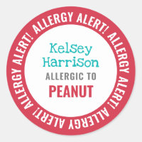 School Daycare Allergy Alert Personalised Kids