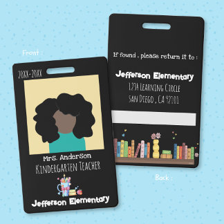 School-Daycare Black Vertical Photo ID Badge