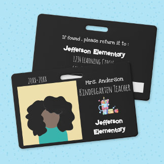 School - Daycare Teacher Black Photo ID Badge