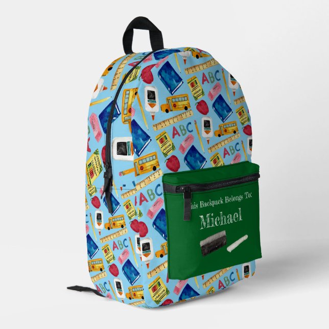 School Days Pattern Printed Backpack (Back Corner Left)