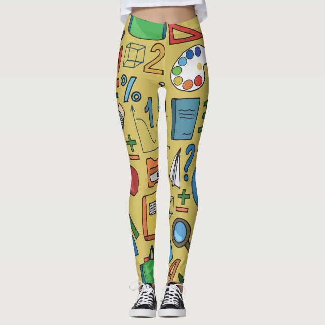 School Days: Vintage Supplies Pattern Leggings (Front)