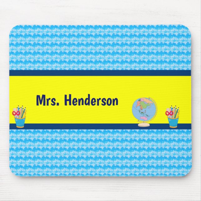 School Days with Teacher Student Name Mouse Mat (Front)