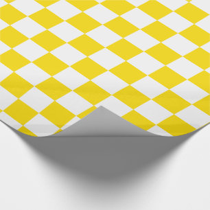 School Days Yellow and White Chequerboard Wrapping Paper
