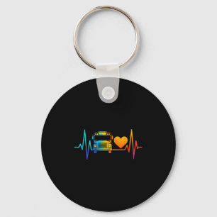School Driver Monitor School Bus Heartbeat Rainbow Key Ring
