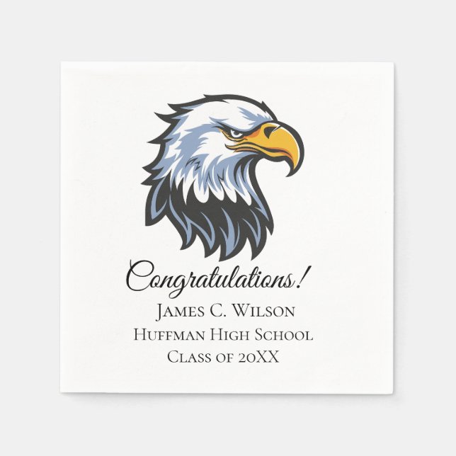 School Eagle Personalized Graduation Napkins (Front)