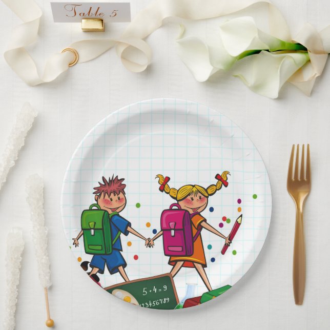 School Education Boy & Girl Paper and Party Plates (Wedding)
