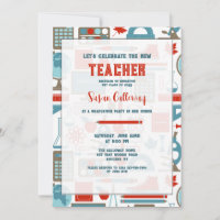 School Elements Teacher Graduation Party Invites