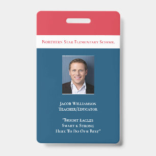 School Employee Educator Teacher ID Badge