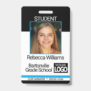 School / Employee Photo Badge - Black And Blue ID Badge