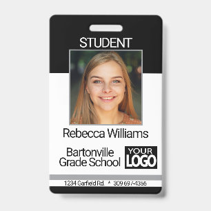 School / Employee Photo Badge - Black And Grey ID Badge