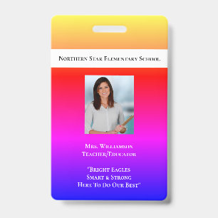 School Employee QR Code Staff Photo Id Teacher  Badge