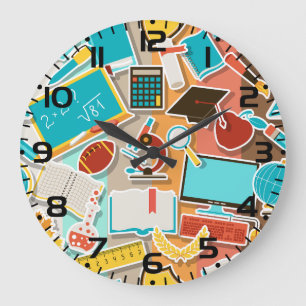 School Equipment Icons Large Clock