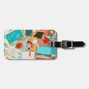 School Equipment Icons Luggage Tag