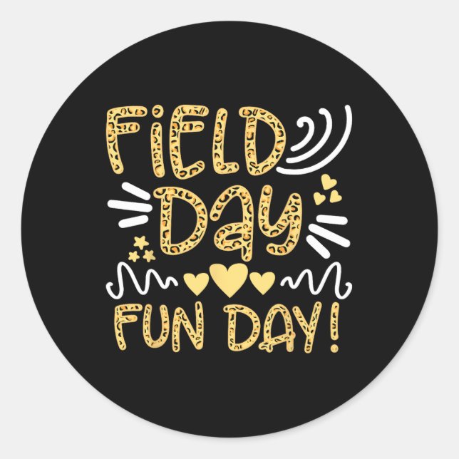 School Field Day Fun Leopard Field Day Teacher Kid Classic Round Sticker (Front)