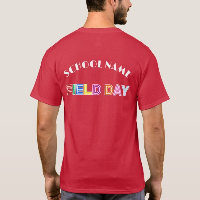 School field day Red colour Team Cheer stand Squad T-Shirt (Back)