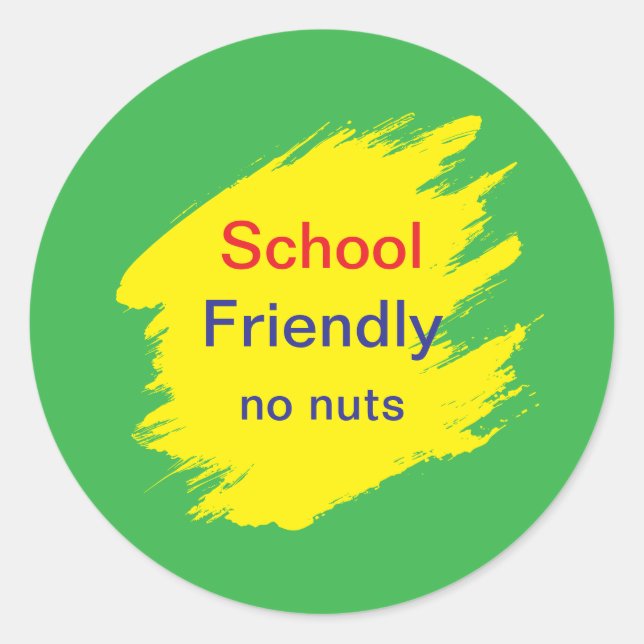 School Friendly No Nuts Allergy Free Classic Round Sticker (Front)