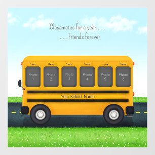 School Friends Personalised School Bus 6 Photos Window Cling